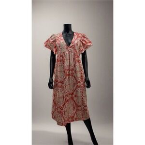 Maeve Anthropologie Boho Midi Dress Cotton‎ Flutter Sleeve Small